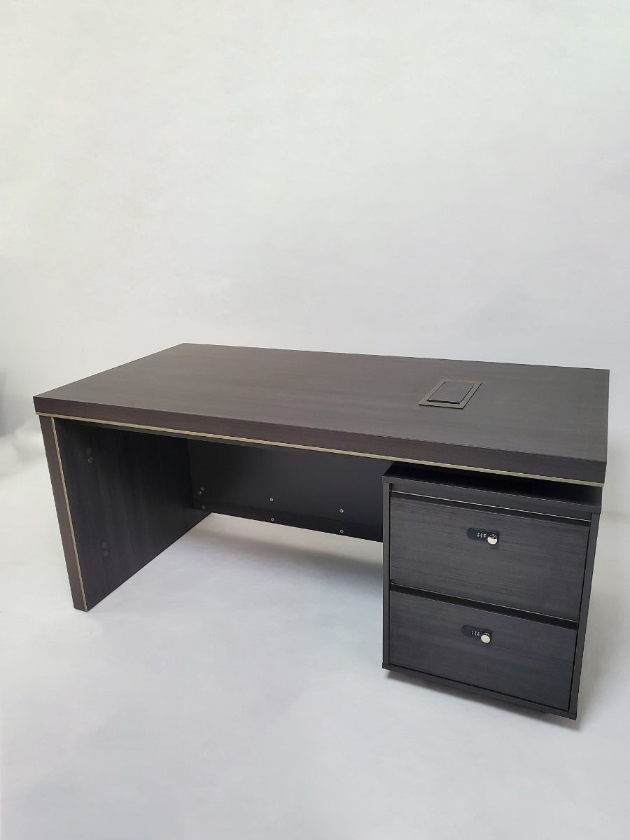 Modern Grey Oak Straight Executive Office Desk with Built in Storage - 1400mm, 1600mm, 1800mm or 2000mm - BWJ-HD05