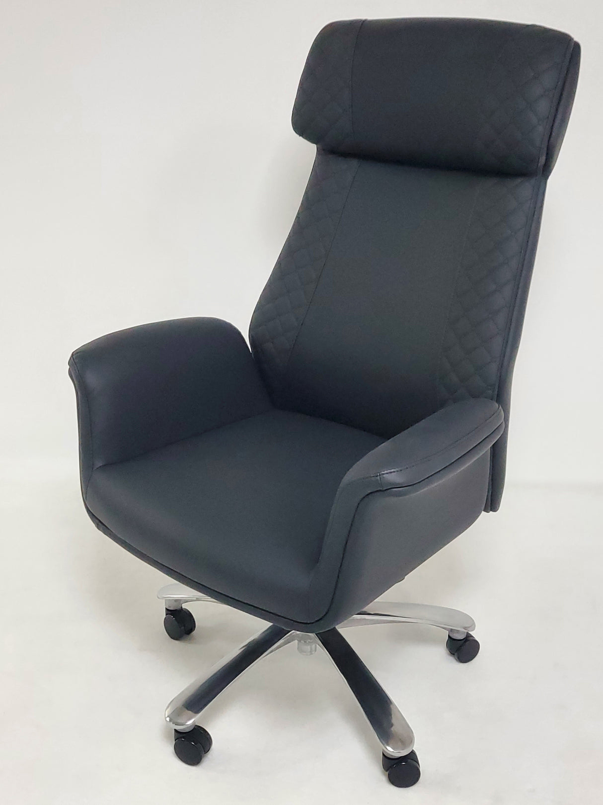 Modern High Back Black Leather Executive Office Chair with Winged Arms - DT8534A