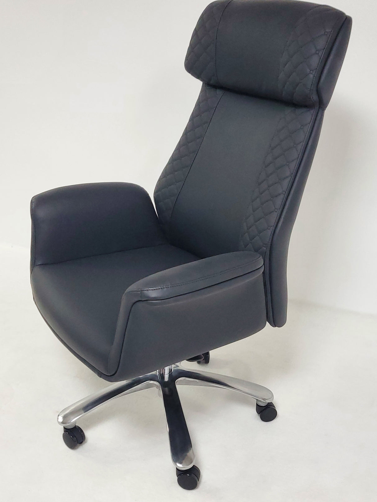 Modern High Back Black Leather Executive Office Chair with Winged Arms - DT8534A