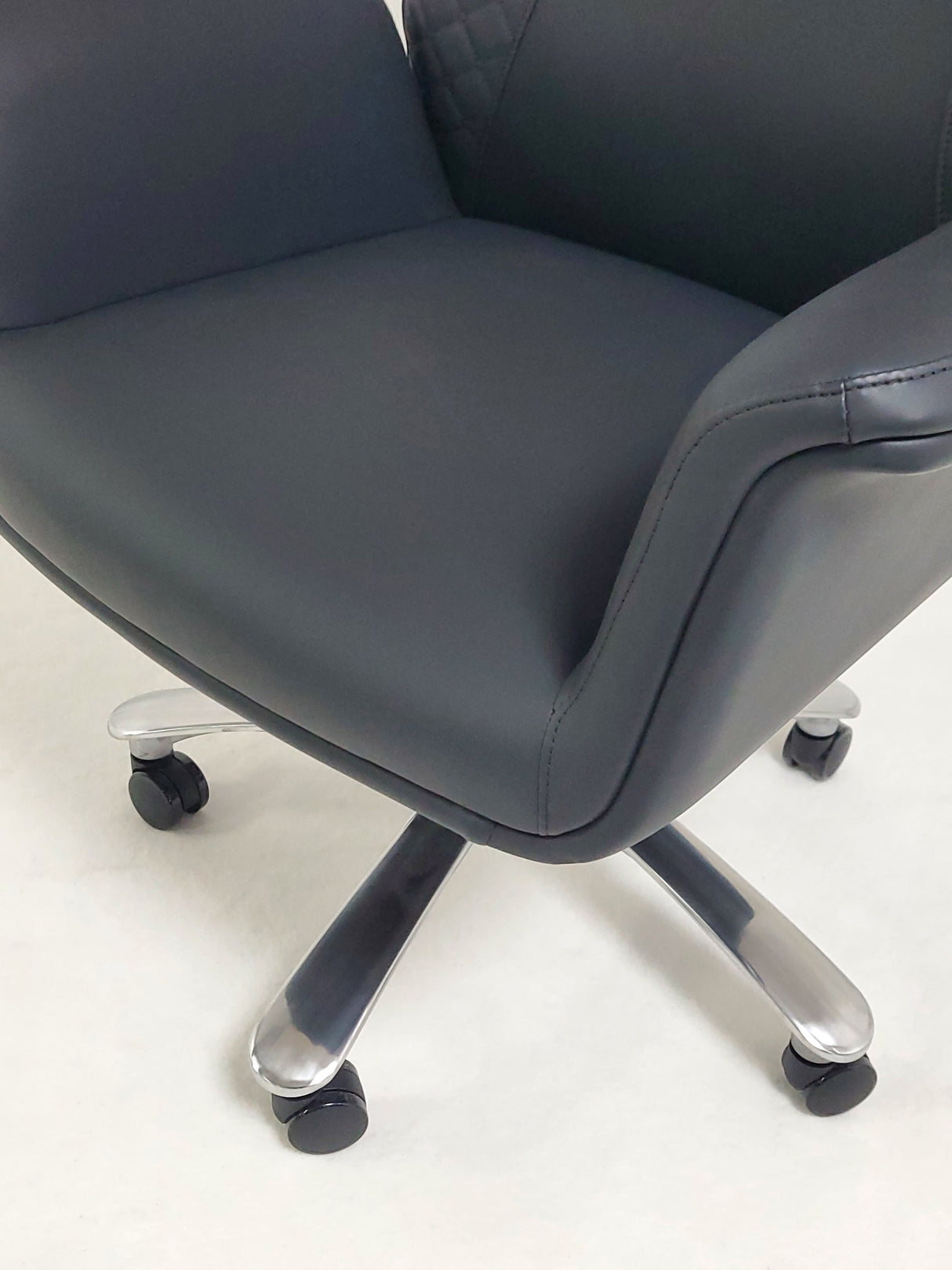 Modern High Back Black Leather Executive Office Chair with Winged Arms - DT8534A