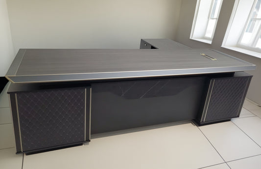 Large Modern Executive Office Desk with Bevelled Design - Corner Design with Additional Cupboard - 2400mm - TUT-01D