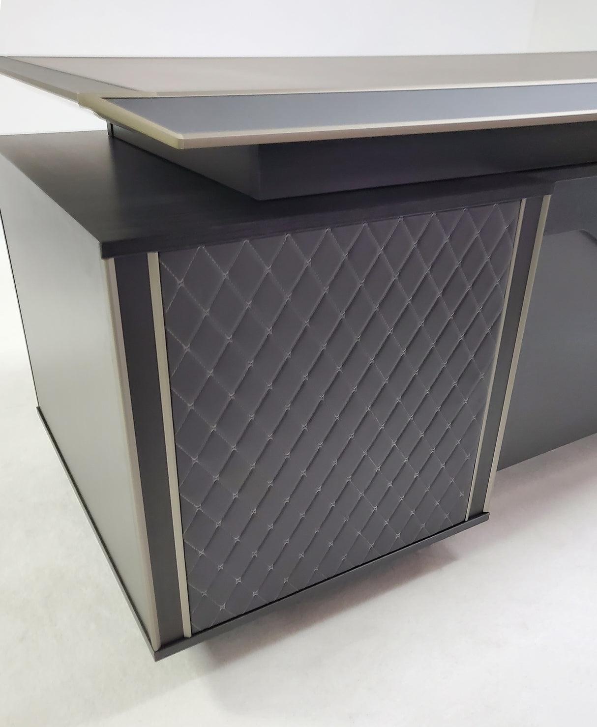 Large Modern Executive Office Desk with Bevelled Design - Corner Design with Additional Cupboard - 2400mm - TUT-01D