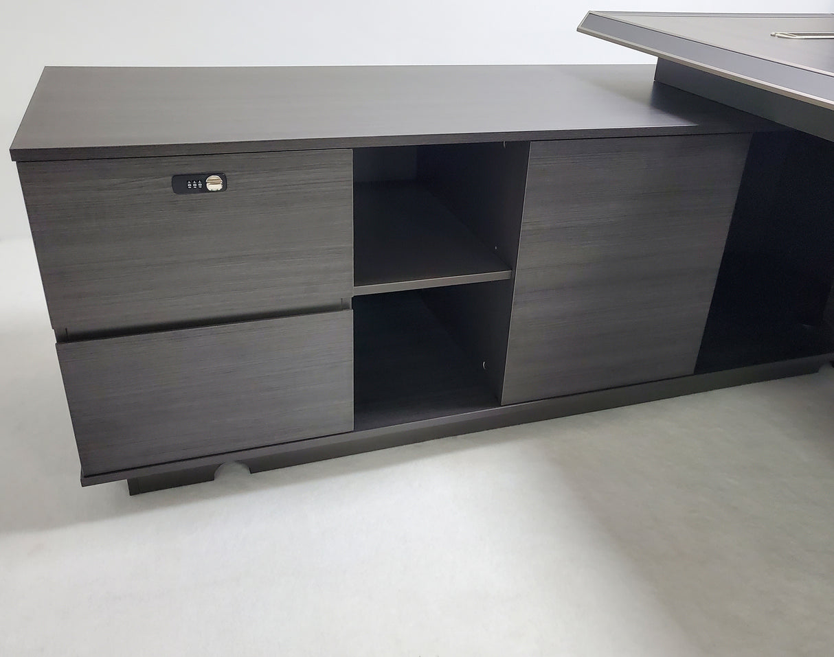 Large Modern Executive Office Desk with Bevelled Design - Corner Design with Additional Cupboard - 2400mm - TUT-01D