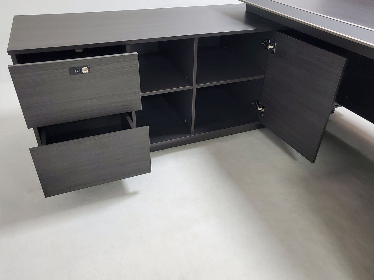 Large Modern Executive Office Desk with Bevelled Design - Corner Design with Additional Cupboard - 2400mm - TUT-01D