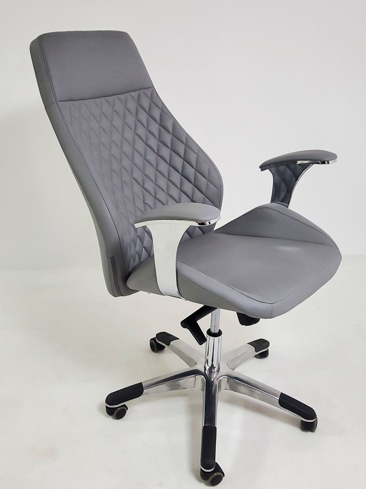 Contemporary Light Grey Leather Reclining Executive Office - YS1107A