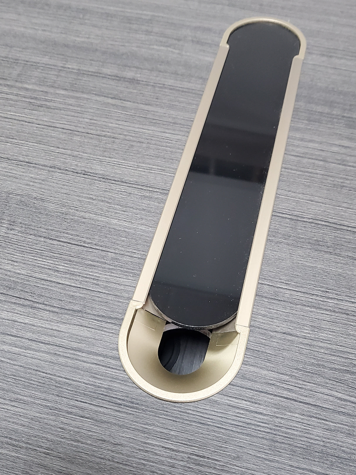 Modern Grey Oak Executive Corner Office Desk with Carbon Fibre and Brass Metal Edging - 1600mm - FP60-D02