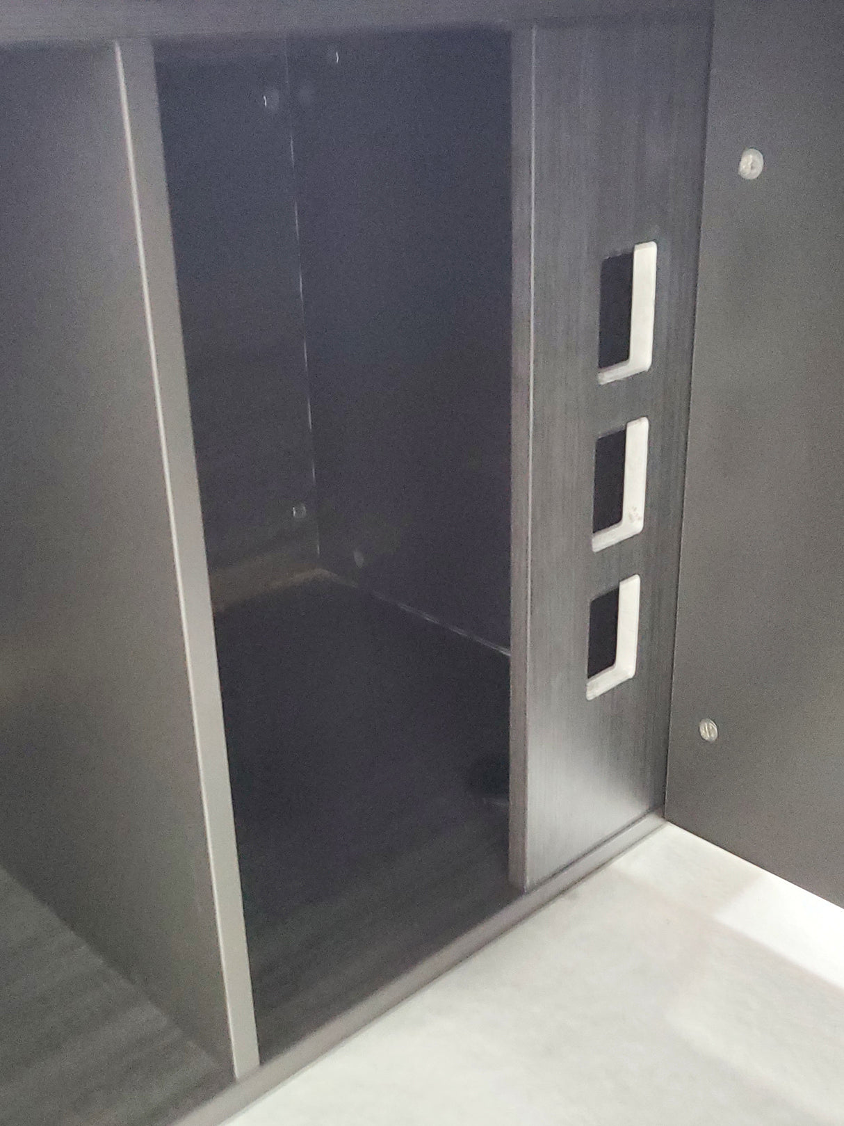 Modern Grey Oak Executive Corner Office Desk with Carbon Fibre and Brass Metal Edging - 1600mm - FP60-D02