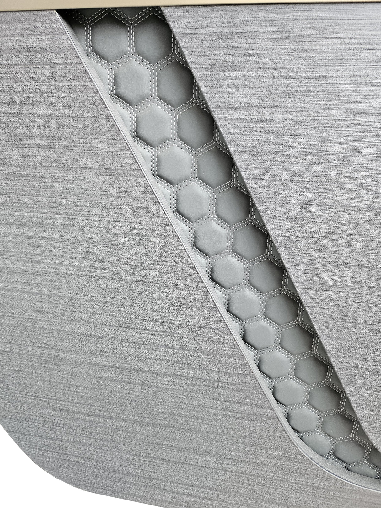 Large Modern Grey Oak Executive Corner Office Desk with Full Desktop and Brass Detailing - 2400mm - BP60-D06