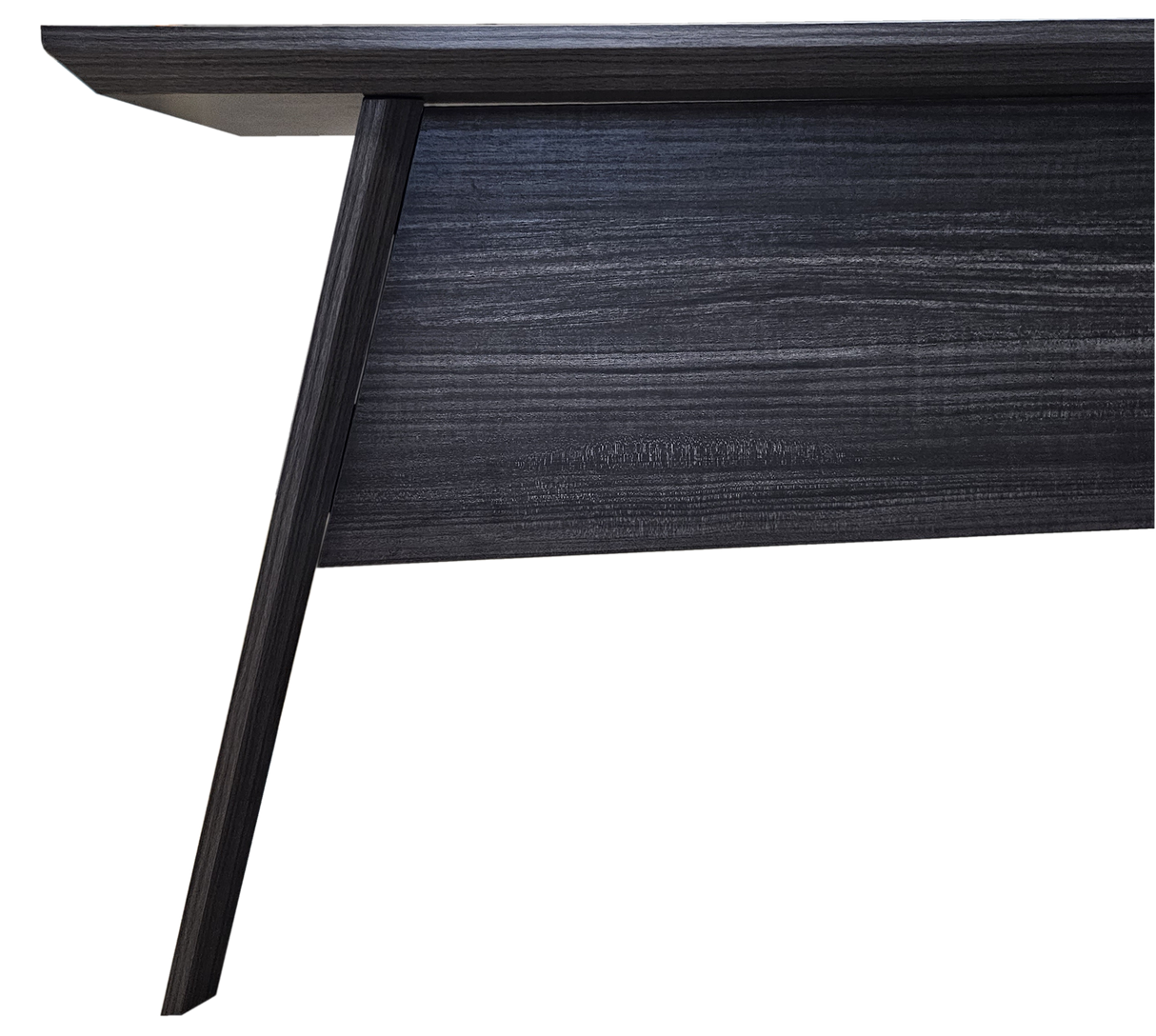 Modern Grey Oak Veneer Executive Office Desk with Built in Pedestal and Inclined Leg - 1800mm - DG19-S-D18
