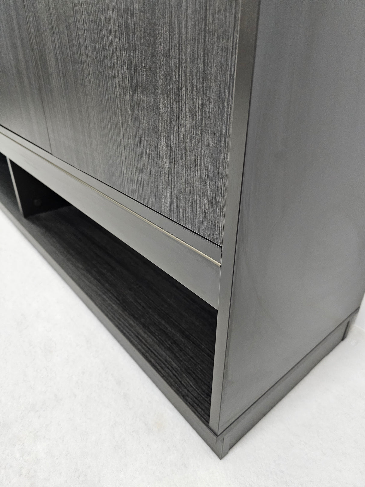 Large Modern Grey Oak Open Bookcase with Two Doors - 2000mm - BWJ-HS0220