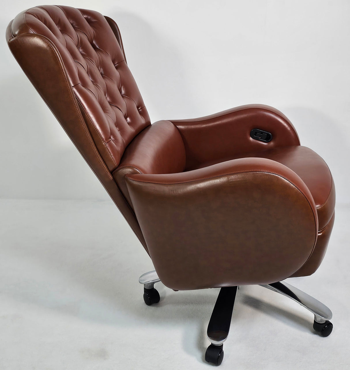 Genuine Brown Leather High Back Executive Office Chair with Chesterfield Design -  6002HL