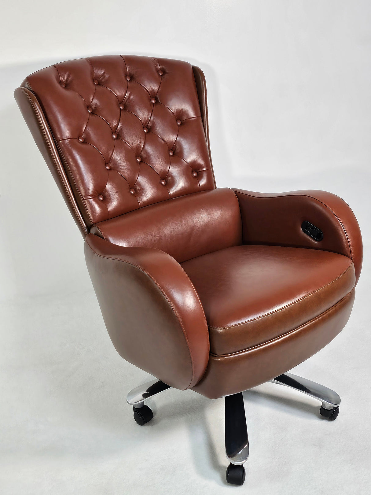 Genuine Brown Leather High Back Executive Office Chair with Chesterfield Design -  6002HL