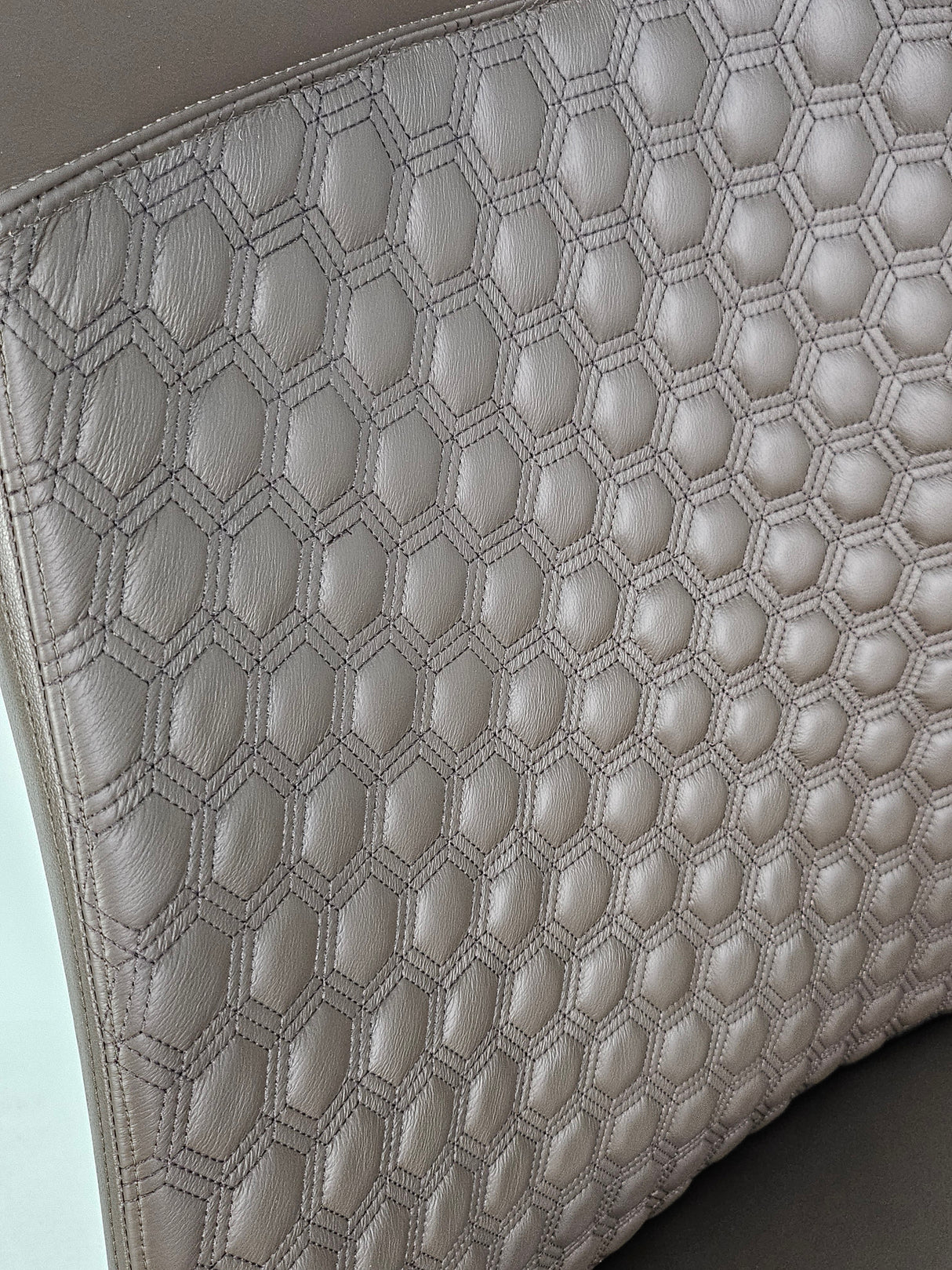 Modern Genuine Brown Leather High Back Office Chair with Hexagonal Design -  6084HL