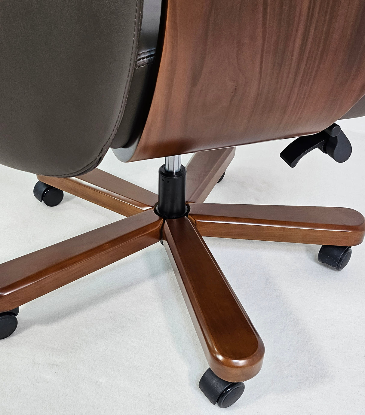 Modern Genuine Brown Leather High Back Office Chair with Hexagonal Design -  6084HL