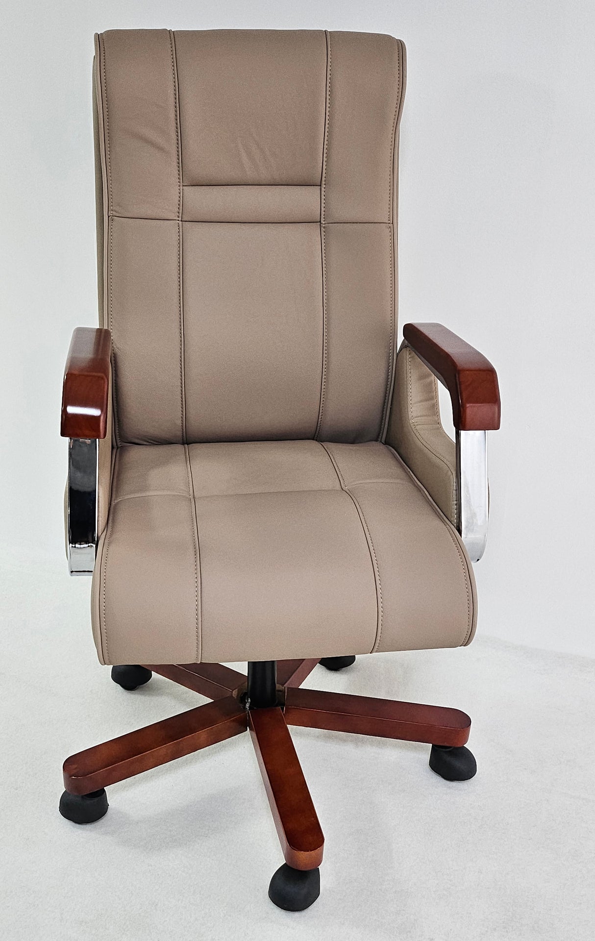 Grey Beige Executive Office Chair in Genuine Leather - HM003B