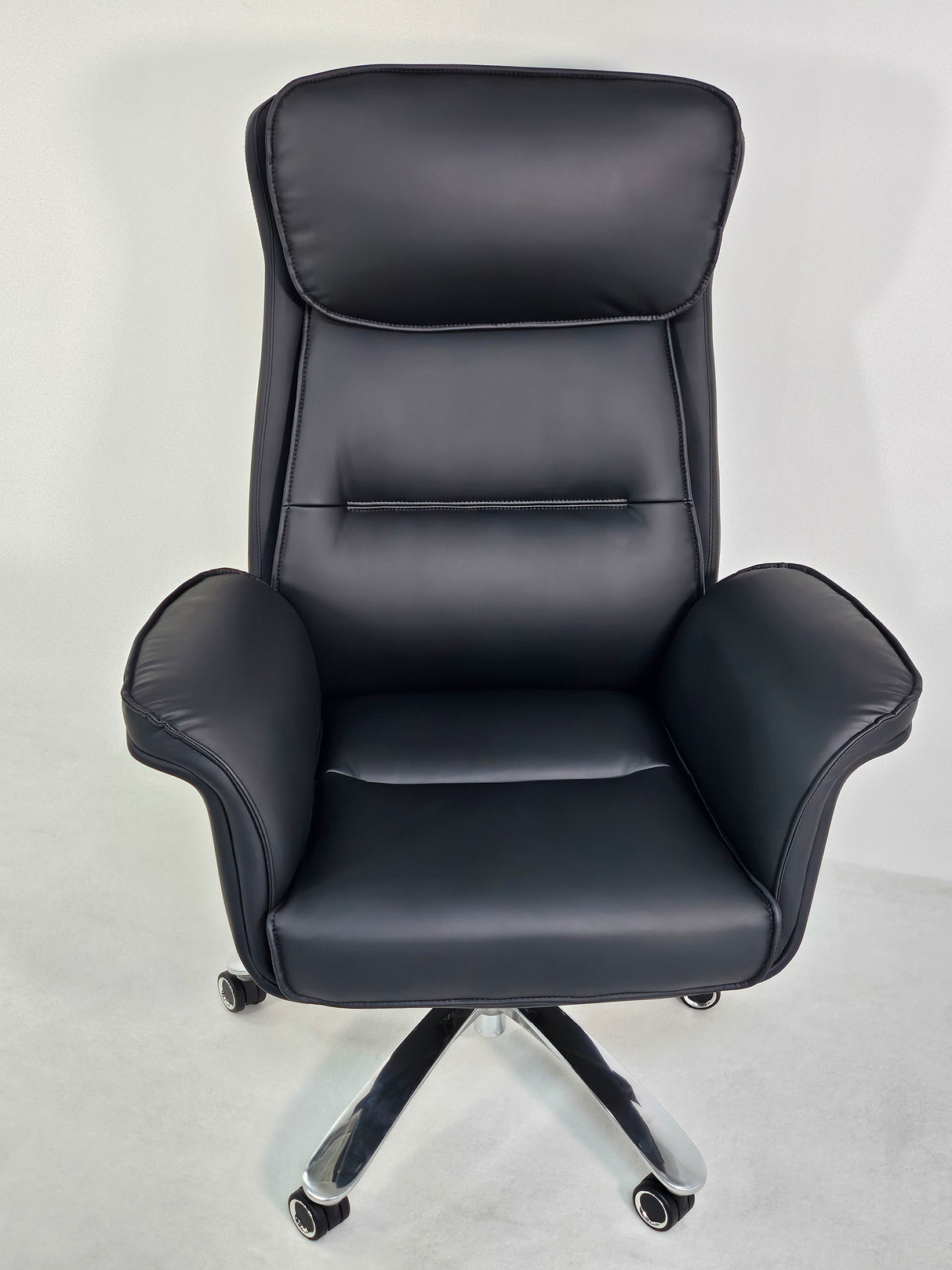 Modern High Back Black Leather Executive Office Chair with Winged Arms - 1808A