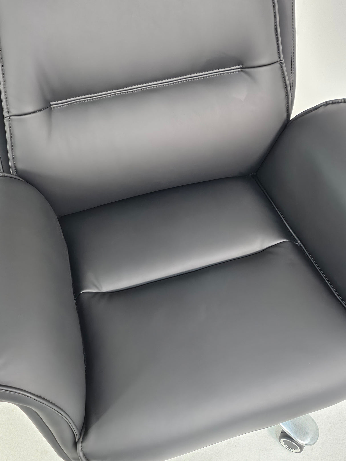 Modern High Back Black Leather Executive Office Chair with Winged Arms - 1808A