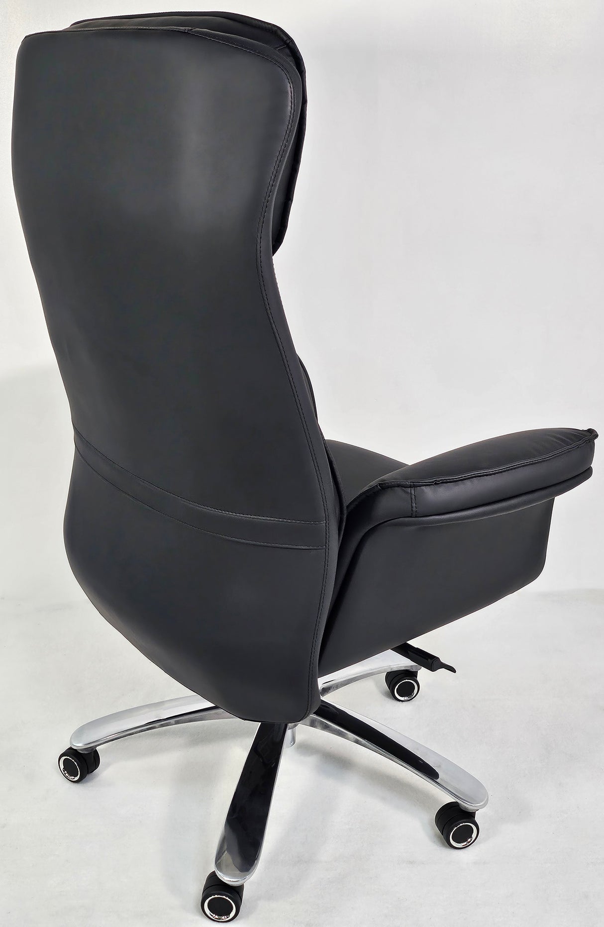 Modern High Back Black Leather Executive Office Chair with Winged Arms - 1808A