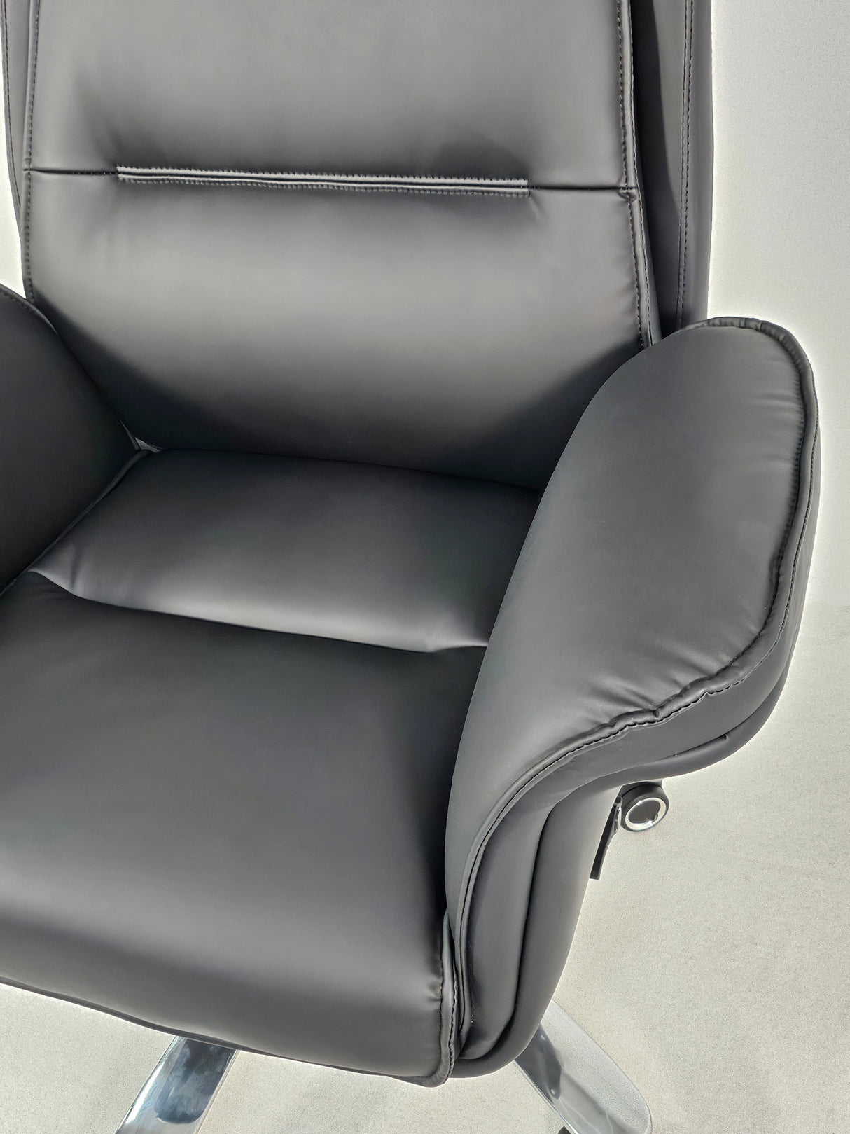 Modern High Back Black Leather Executive Office Chair with Winged Arms - 1808A