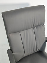 Modern Chrome and Grey Leather Executive Visitor Chair - FE-202