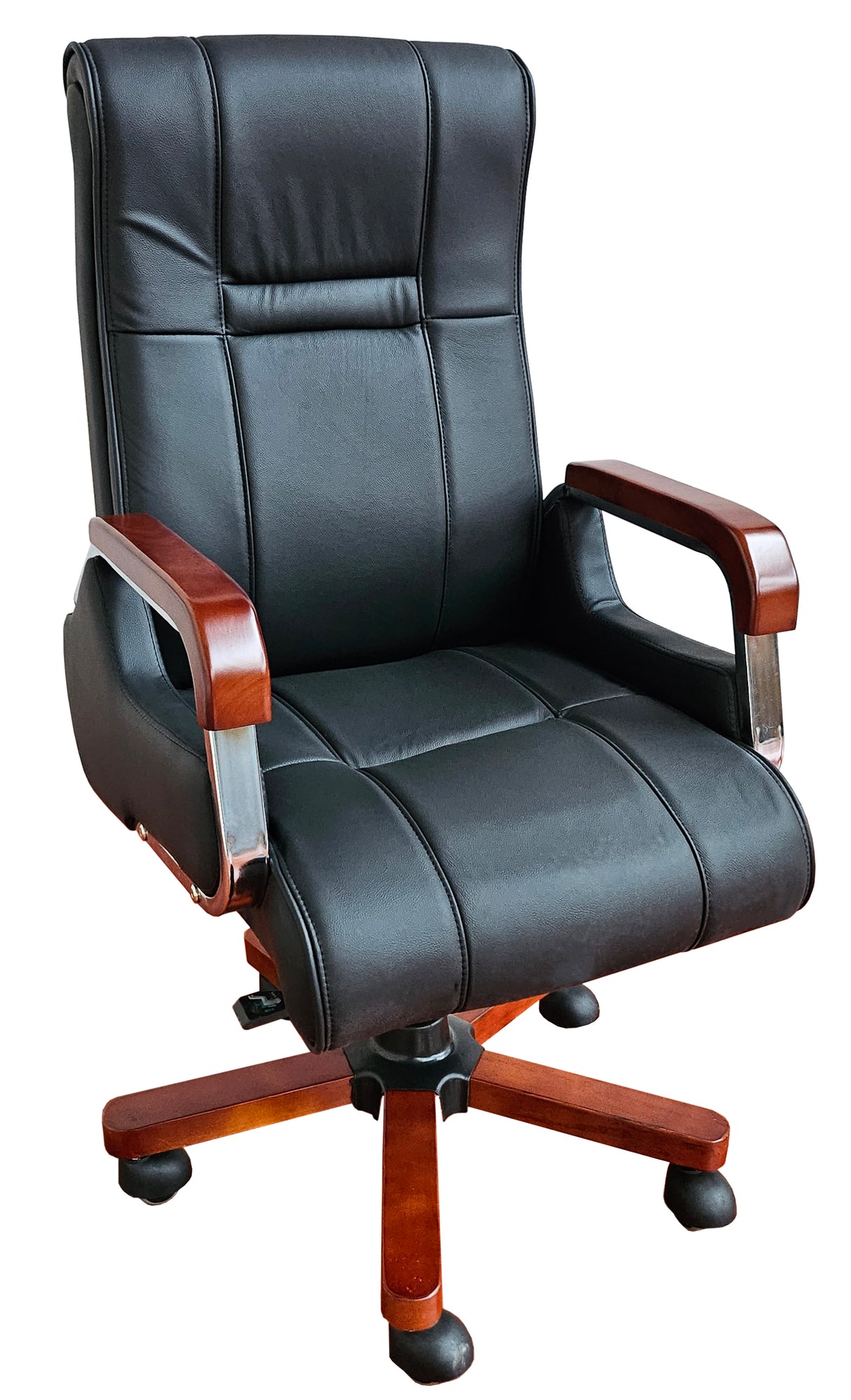 Black Executive Office Chair in Genuine Leather - HM003B