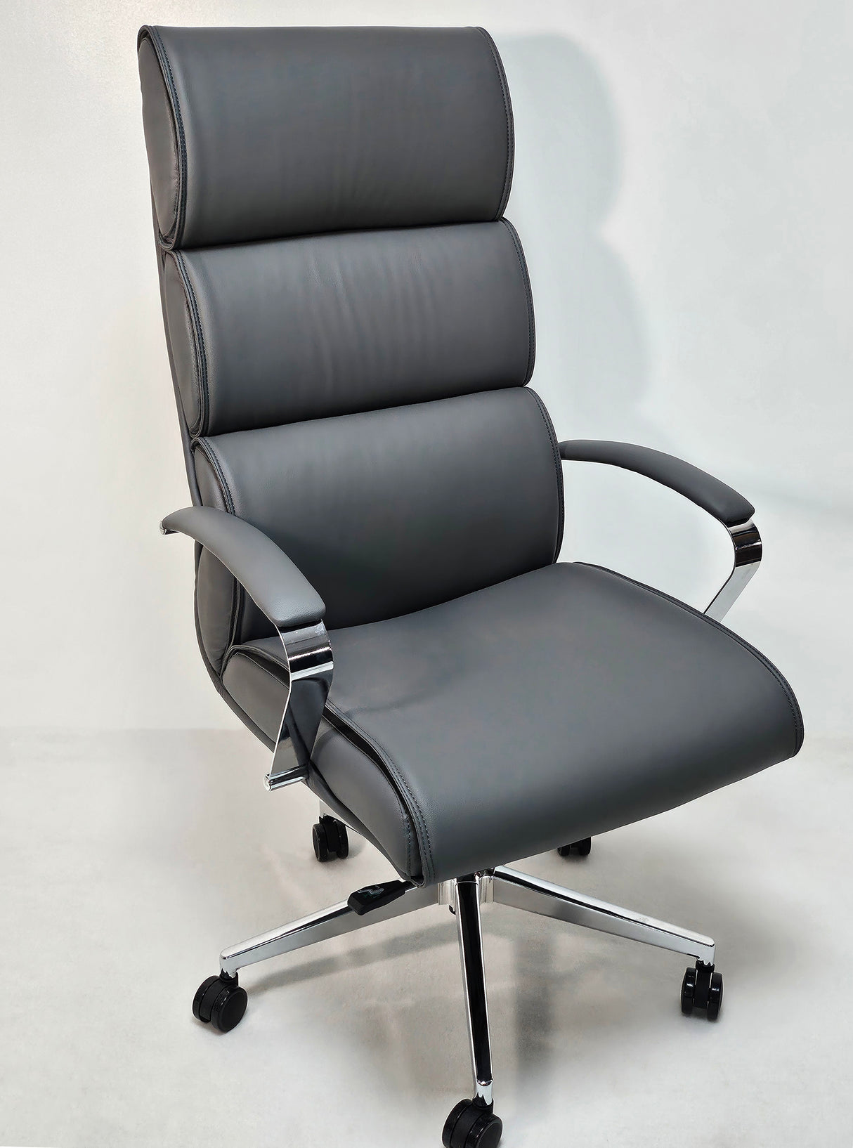 Modern Grey Leather High Back Executive Office Chair - HB-286A