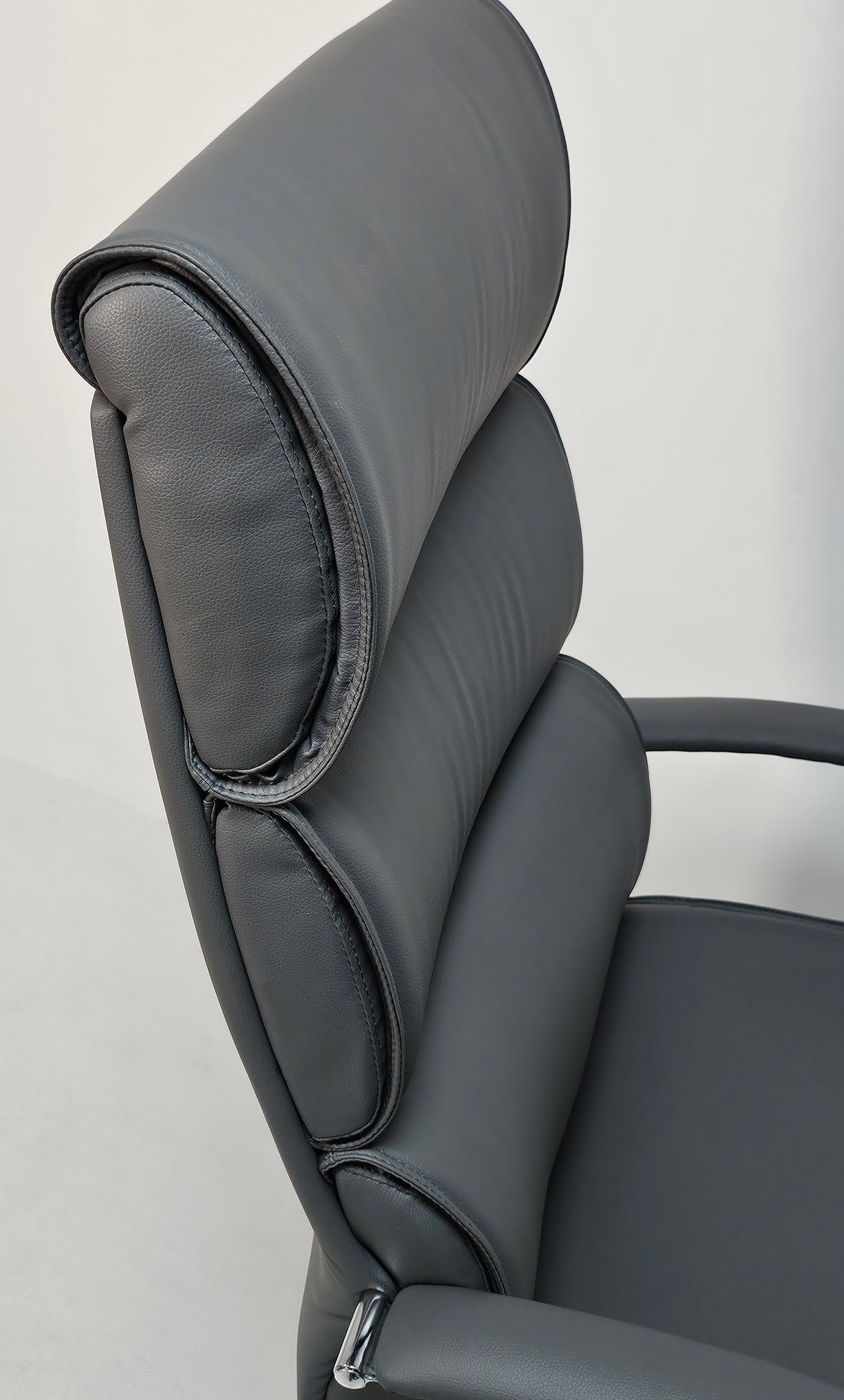Modern Grey Leather High Back Executive Office Chair - HB-286A