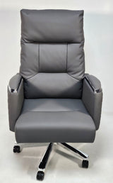 Modern Reclining Grey Leather High Back Executive Office Chair - HB-306A