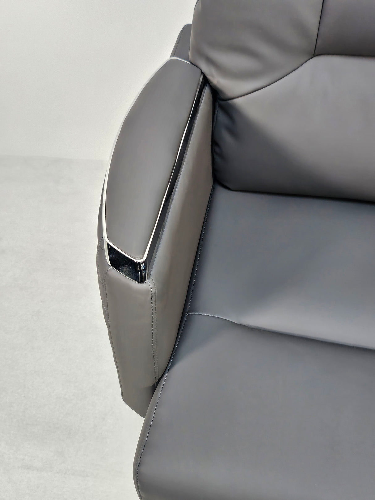 Modern Reclining Grey Leather High Back Executive Office Chair - HB-306A