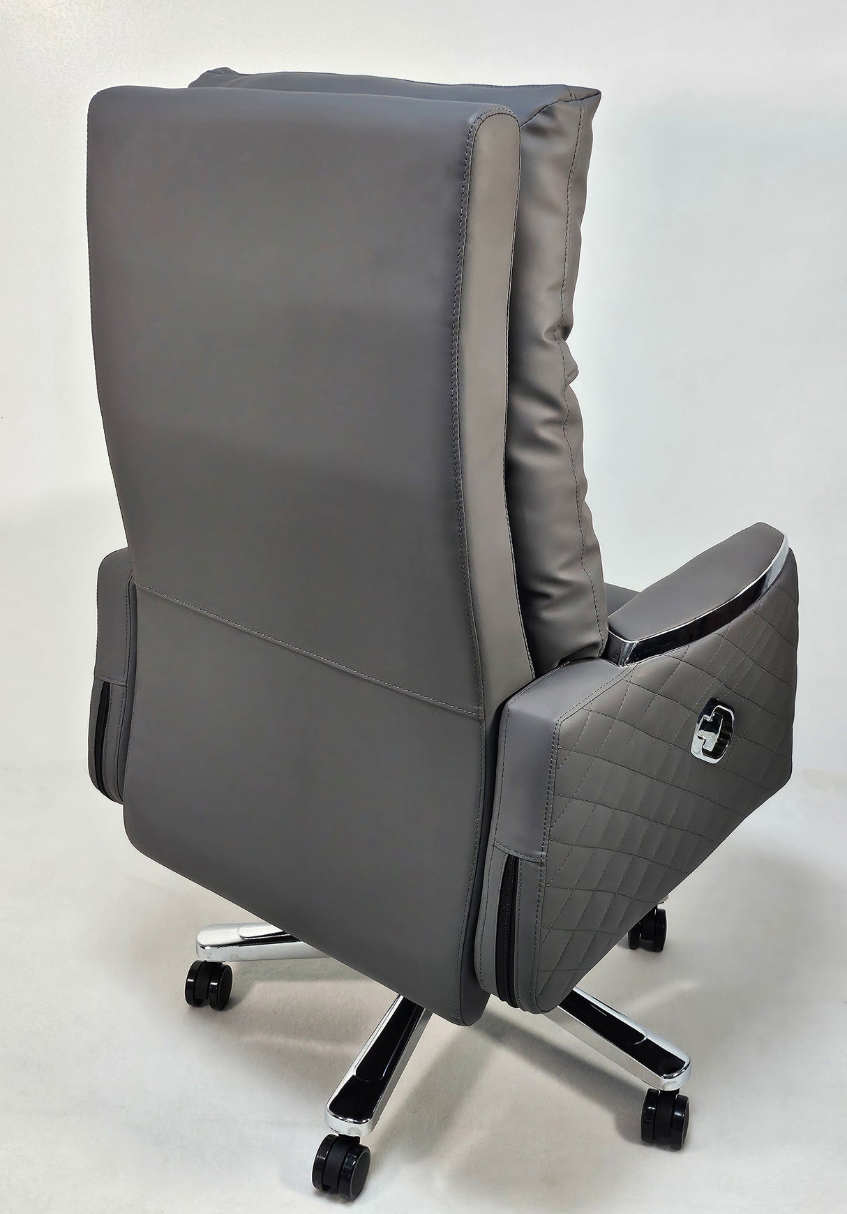 Modern Reclining Grey Leather High Back Executive Office Chair - HB-306A