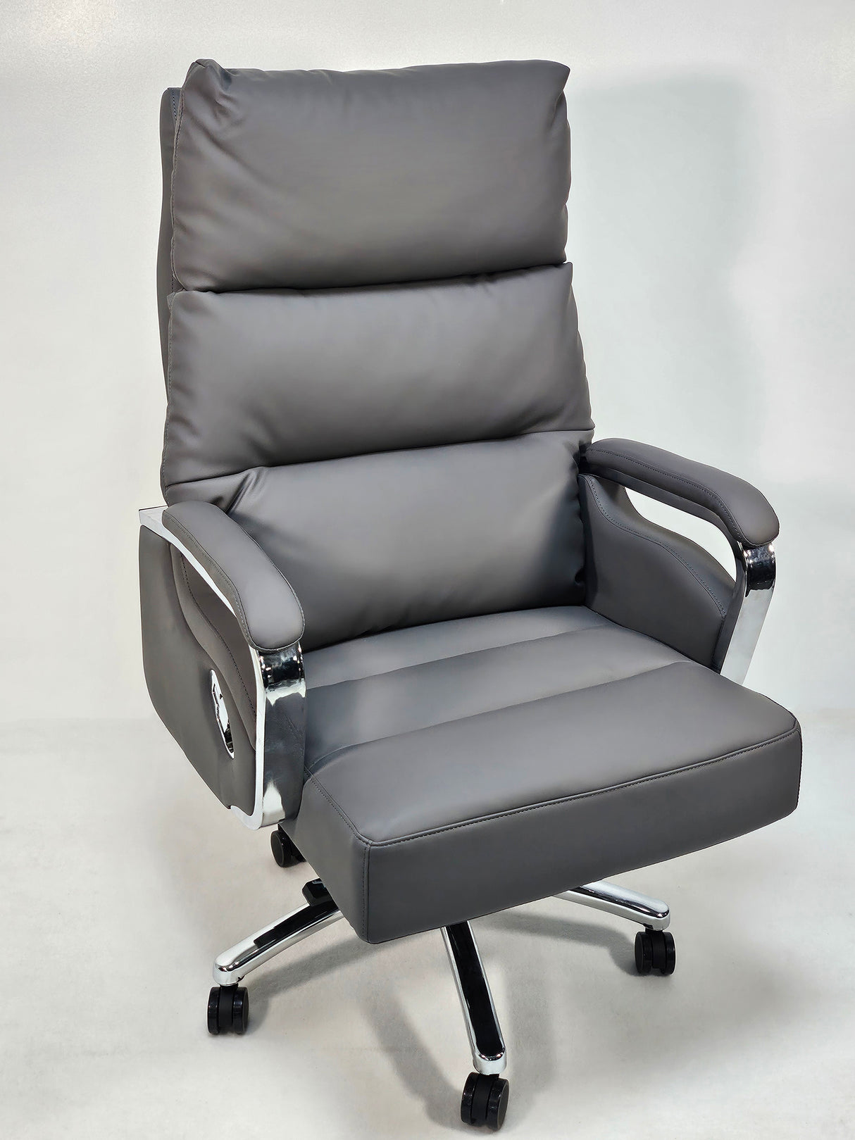 Modern Reclining Grey Leather High Back Executive Office Chair - HB-263A