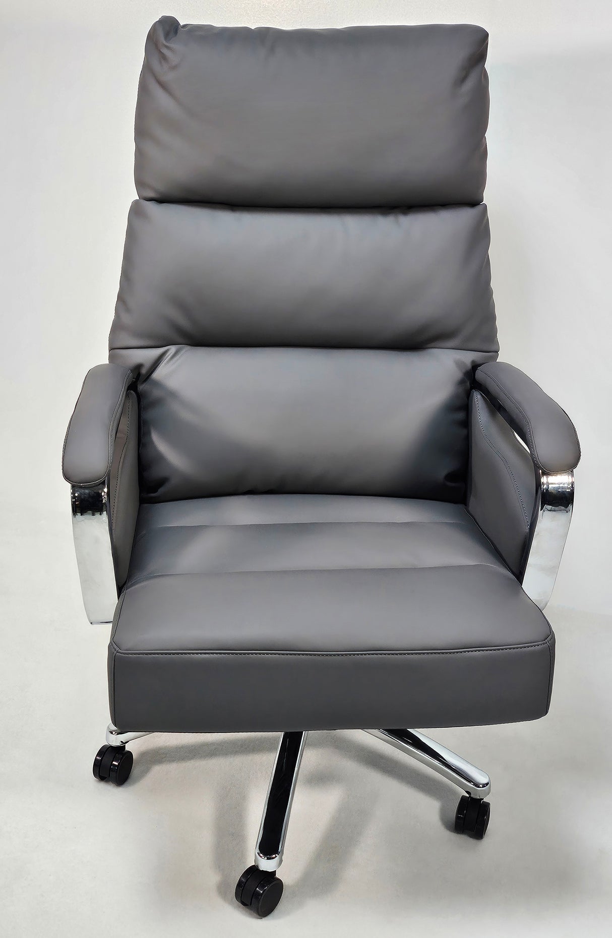 Modern Reclining Grey Leather High Back Executive Office Chair - HB-263A