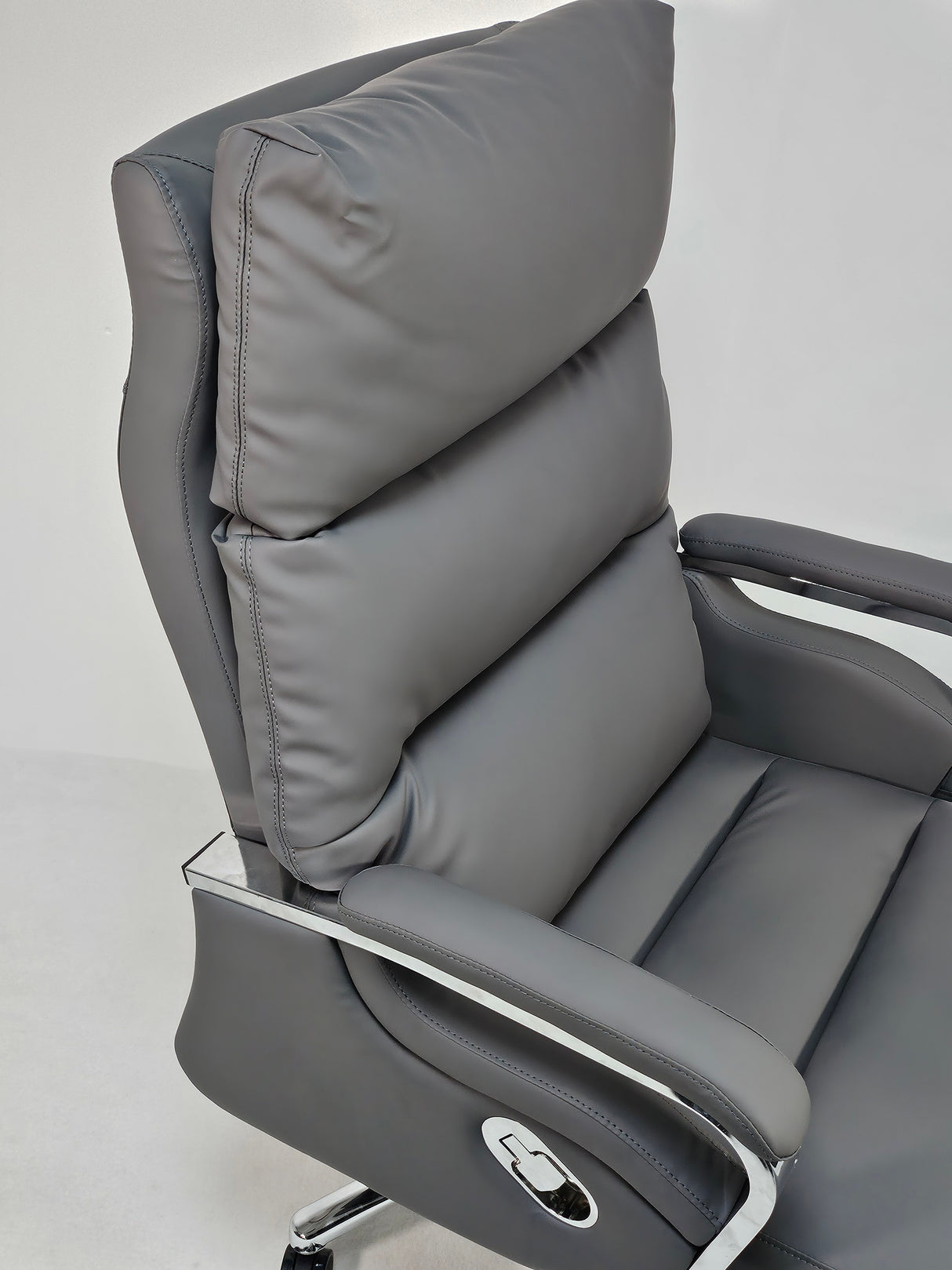 Modern Reclining Grey Leather High Back Executive Office Chair - HB-263A