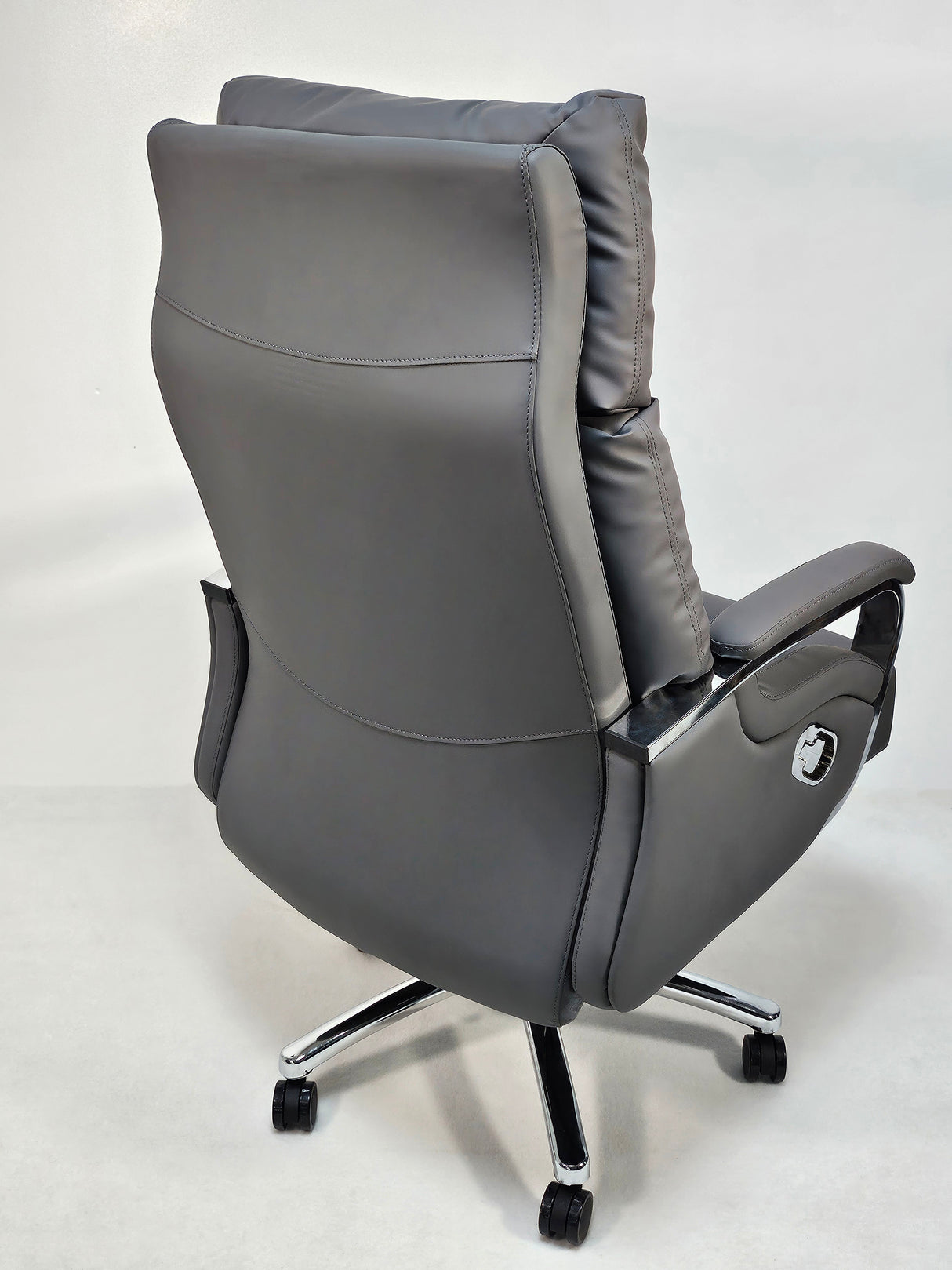 Modern Reclining Grey Leather High Back Executive Office Chair - HB-263A