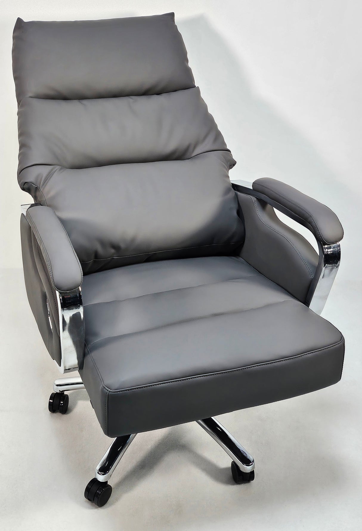 Modern Reclining Grey Leather High Back Executive Office Chair - HB-263A