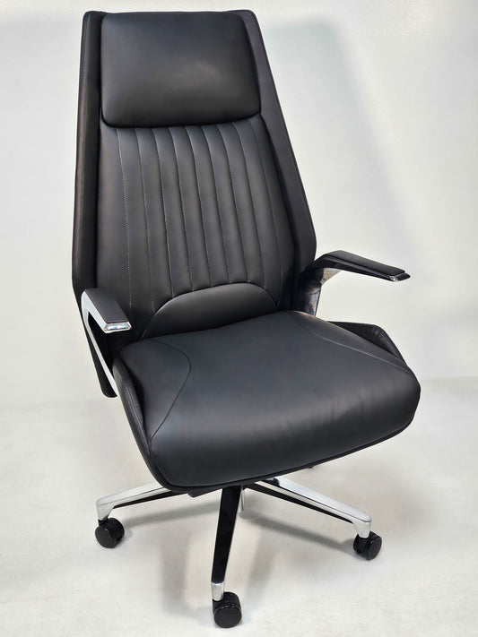 Quality Modern Heavy Duty Office Chair in Black Leather - DT-8530