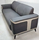 Modern Grey Leather with Cream Leather Trim Sofa - One and Triple Seat Available - JF119