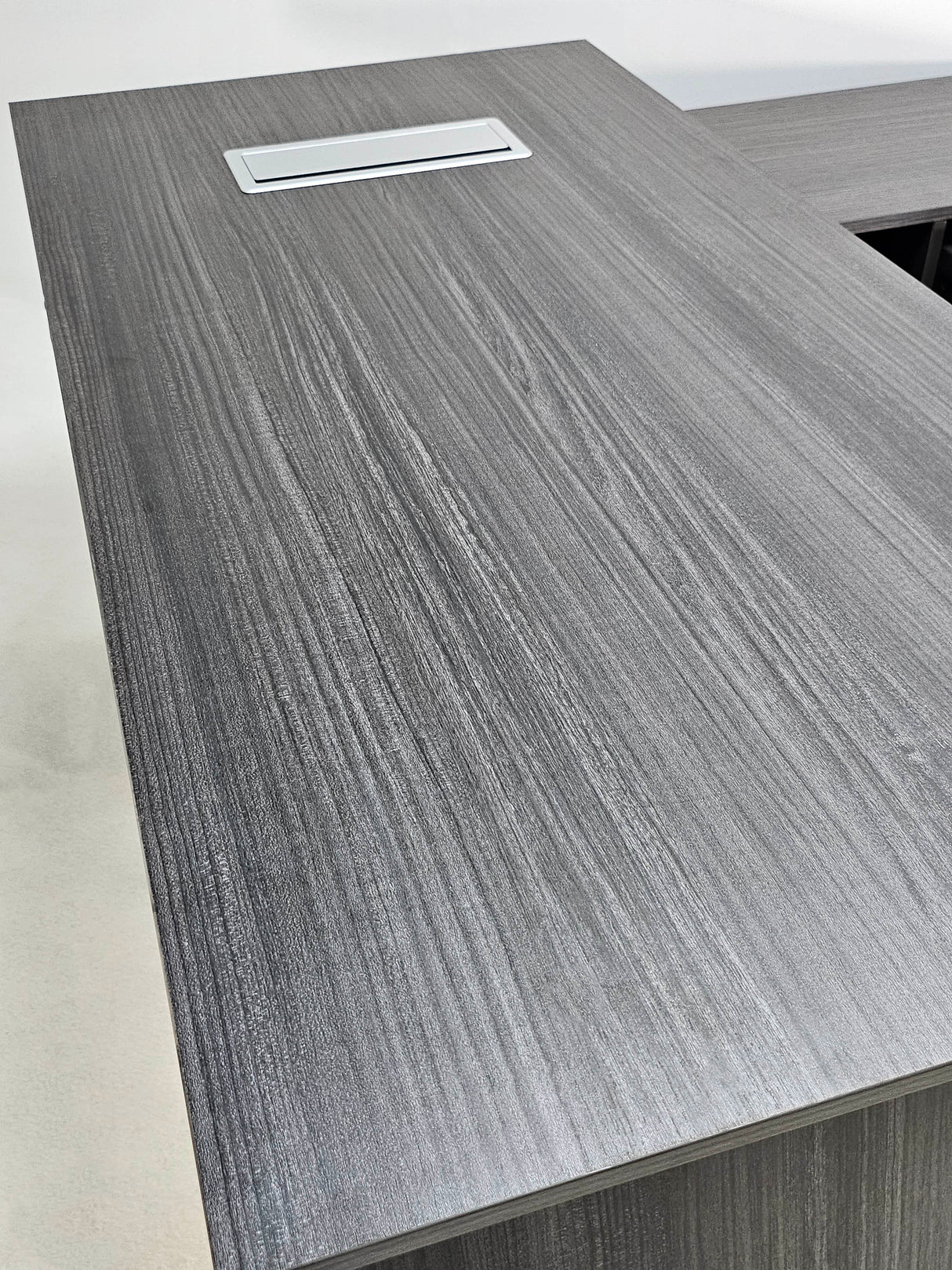 Modern Grey Oak Veneer Corner Executive Office Desk with Built in Storage - 1800mm - DG19-C-D18