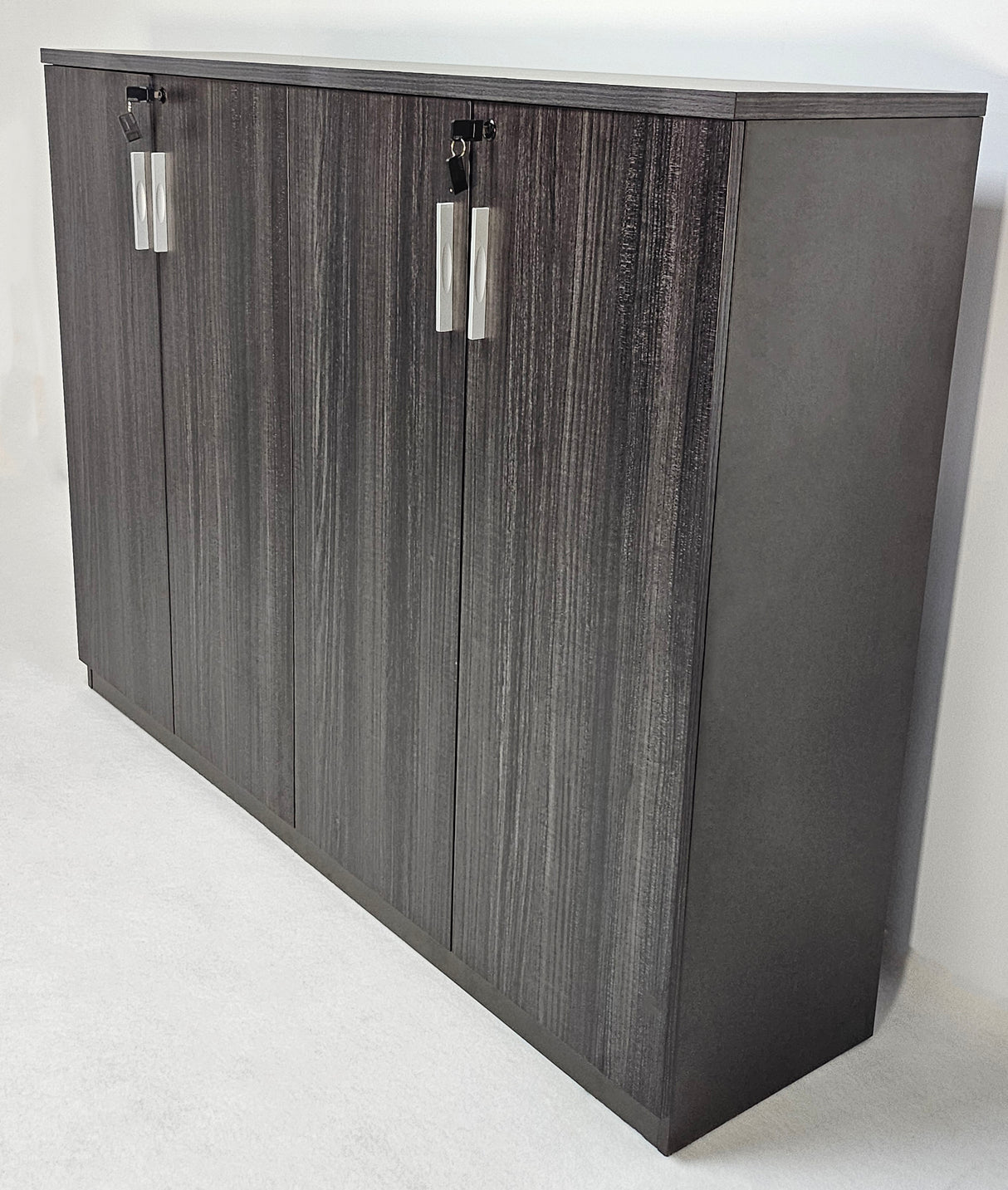 Modern Grey Oak Veneer Four Door Tall Cupboard - 1600mm - DG19-S0616