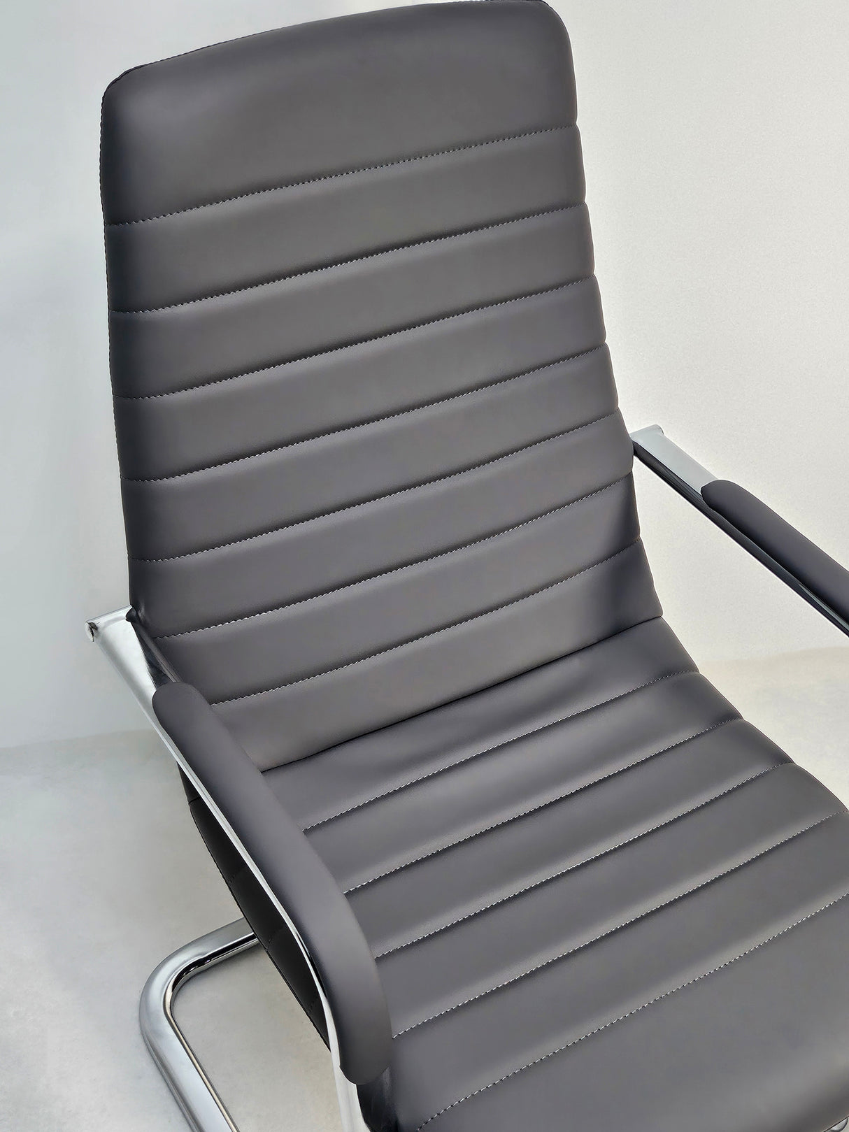 Stylish Grey Leather Cantilever Visitor Chair - HB-291C