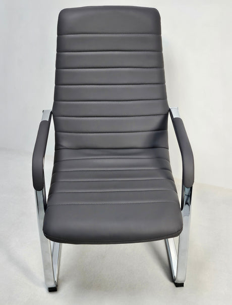 Stylish Grey Leather Cantilever Visitor Chair - HB-291C
