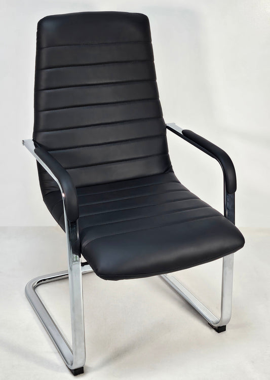 Stylish Black Leather Cantilever Visitor Chair - HB-291C