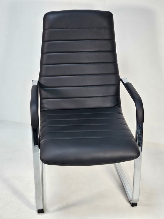 Stylish Black Leather Cantilever Visitor Chair - HB-291C