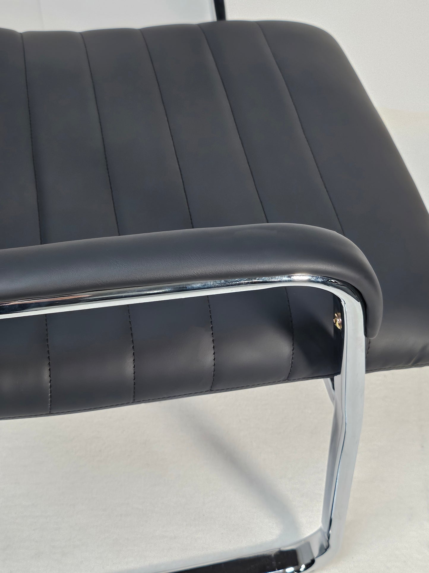 Stylish Black Leather Cantilever Visitor Chair - HB-291C