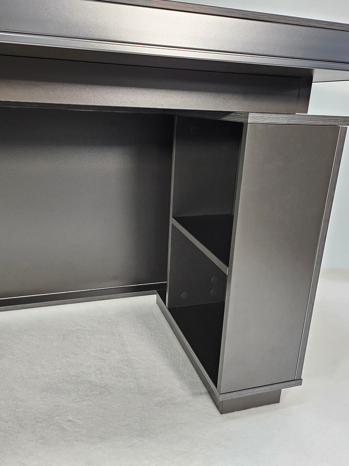 Modern Grey Aluminium Edged Melamine Corner Executive Office Desk with Full Length Top - 1600mm, 1800mm or 2000mm - WKO-FL-S-D05