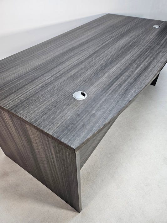 Modern Grey Oak Straight Bow Front Office Desk - 2000mm - CF-2090