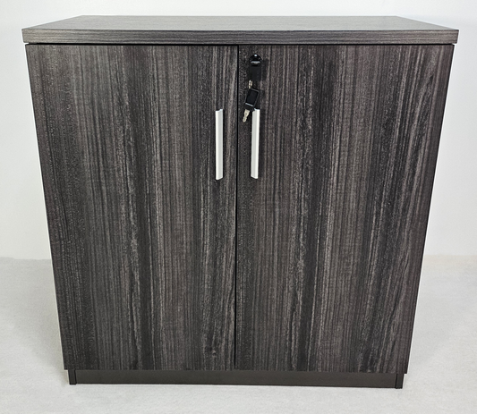 Modern 800mm Wide Two Door Grey Oak Executive Office Cupboard - S0616-2DR-26