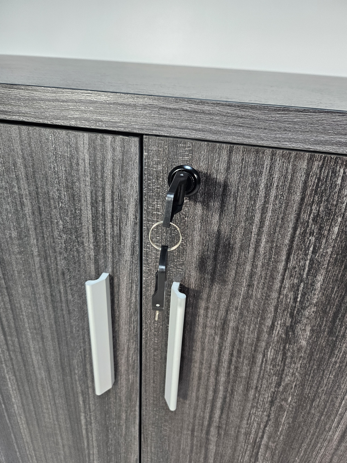 Modern 800mm Wide Two Door Grey Oak Executive Office Cupboard - S0616-2DR-26