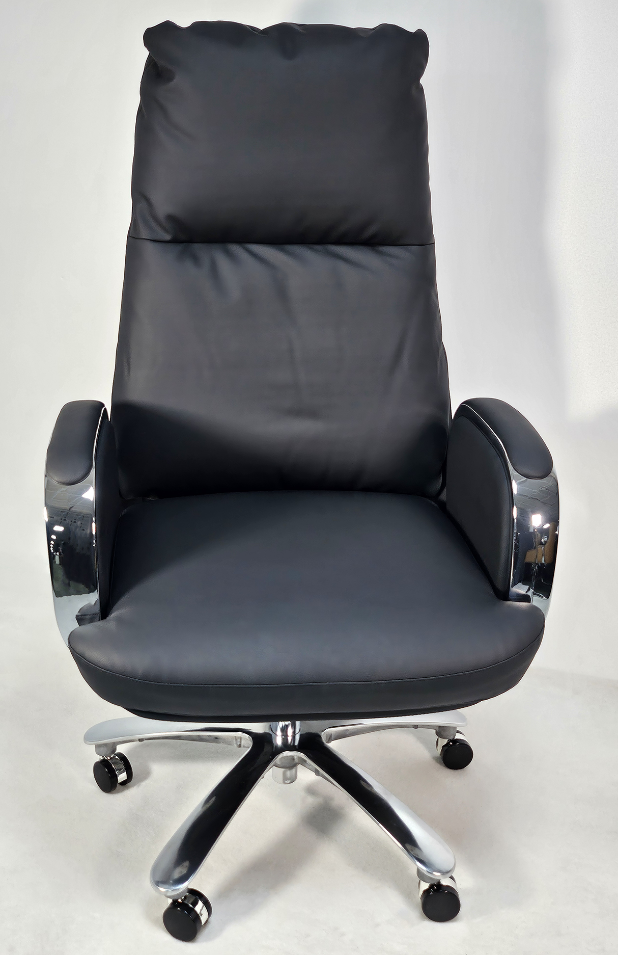 Modern High Back Executive Black Leather Office Chair with Chrome Arms - YS1815A