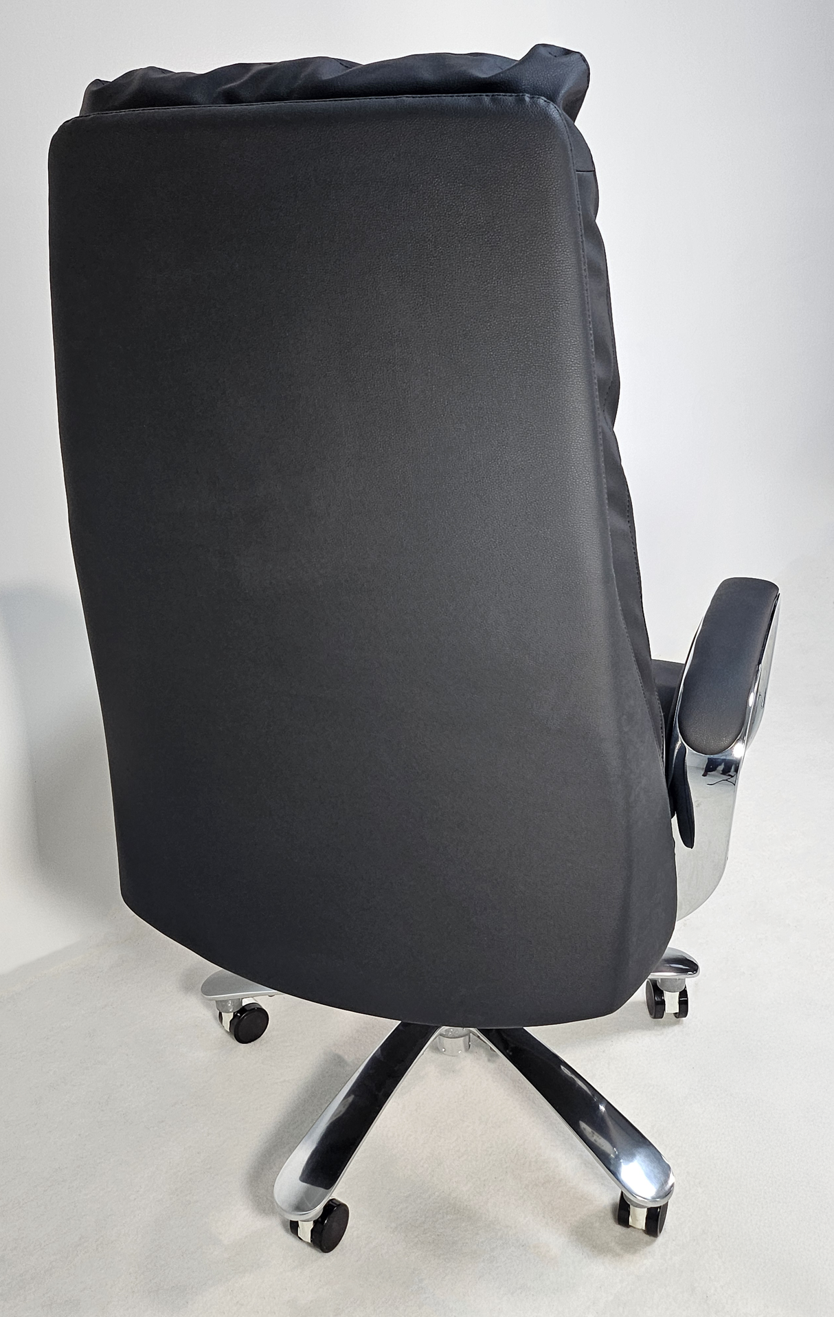 Modern High Back Executive Black Leather Office Chair with Chrome Arms - YS1815A